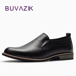 Boots Buvazik Leather Leather موجز رجال فستان عمل مدبب أحذية أسود