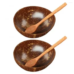 Skålar naturlig kokosnöt trä skål frukt sallad nudel ris hem bordsartiklar sked redskap kök tillbehör
