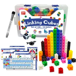 Montessori Rainbow Link Cubes Bildungsspielzeug Boxed Card Set Math Counting Lernen gestapelte Blöcke Sensorische Spiele Kinder Spielzeug Spielzeug