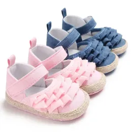 Meckior Beautiful Lace Baby Girls Shoes Spring Autumn Flat Soft Sole Anti-Slip Toddler First Walking Crib Shoe for 0-18 Months