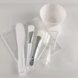 DIY Facial Mask Bowl and Brush Set Soft Glue 5-Piece Set Silicone Home Made Diaphragm Regulating Bowl Spa Beauty Tools