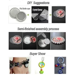 15st 25 mm färgade runda plattflaskkåpor Platta flaskor för DIY -hårbåge Hantverk Hårbågar Halsbandsmycken Tillbehör