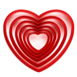 6pcs Fondant Kuchenform Emprossser Geometrisches Herz Sternblüte Keks Cutter Keks Stempelkroppenkuchen -Dekorationswerkzeuge