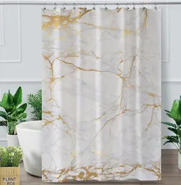 Blessliving Marble Stone Shouse Gold Black Polyester Водонепроницаемая ванна с крючками