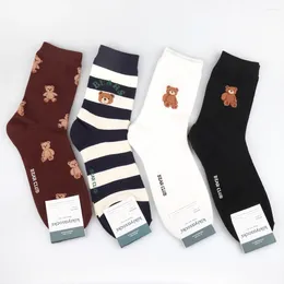 Men's Socks 1 Pair Cartoon Gentleman Bear Comfortable Harajuku Skateboard Novelty Breathable Christmas Gift Factory Direct