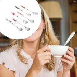 Colher colher chá chá sopa longa alça de cerâmica de teaspoons de café expresso Rice Mini bebida gelo aço inoxidável