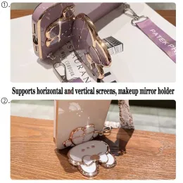 Crossbody Lanyard Plating Phone Rabbit Holder Fall för Motorola Moto G60 G60S G40F G30 G20 G10 G50 G32 G42 G52 G53 G72 G73 Cover