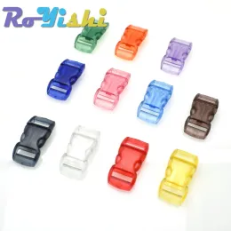 11 PCs/Pack 3/8 "(10 mm) Gelee Klar farbenfrohe gekrümmte Seitenfreisetzungs -Mini -Schnallen für Paracord -Armband/Katzenkragen