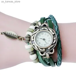 Orologi da polso femminile di moda es retrò avvolgendo bracciale a foglia accessori per mano decorazioni signore montre femme240409