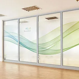 Adesivi per finestre Colori Wave Office Meeting Room Glass Film Adesivo macchiato Scrub Statico Cling Privacy Dimensioni personalizzate Decorazioni per la casa