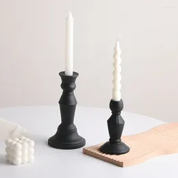 حاملي الشموع Nordic Black Frosted Ceramic حامل المنزل ديكور مطعم مطعم رومانسي على ضوء الشموع غرفة جمالية