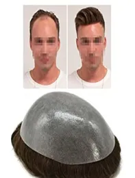 AOHAI FULL POLY MENS TOUPEE Olika storlekar Tunna mjuka mänskliga hårsystem All Transparent hudbyte Hållbart PU -hårstycke Wig FO5708109