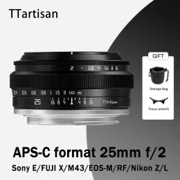 액세서리 TTARTISAN APSC 프레임 25mm F2.0 마이크로 단일 카메라 렌즈 수동 초점 소니 E 마운트 A6400 FUJIFILM XA XT4 용 고정 포커스 렌즈