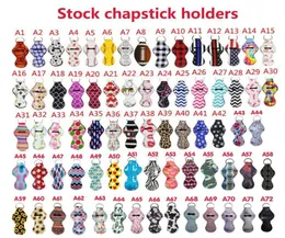 Favor Presentes 72 Padrão Impressão colorida Neoprene Chapstick Holdhain Keychain Handy Lip Balm Sleeves Helder Keychains Case Bolsa para WO5468506