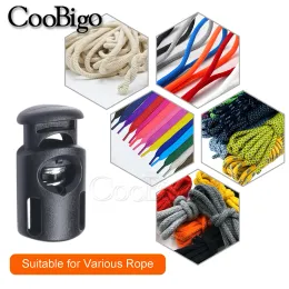 50pcs Plastic Cord Lock Stopper Spring Toggle Clip Clamp for Paracord Drawstring Rope Lanyard Shoelace Clothes Black Single Hole