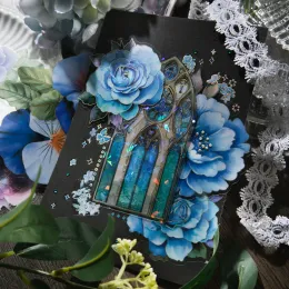 10pcs Blue Love Series Dekoracyjny pakiet naklejek Vintage Flower Material Etykieta DIY Diary Phone Planner