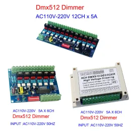 6CH 12CH DMX512 Dekoder DMX AC110V-220V Wysokie napięcie 50 Hz 6/12 Kanały Dmmmerowe dla żarówek żarówek żarówkowych