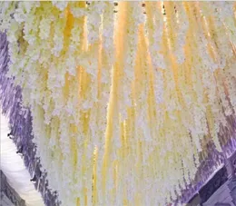 Элегантный искусственный шелковый цветок глицерия виноградная лоза Diy Diy Garland для свадебных центральных декораций домашнее украшение 51761135