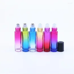 Depolama Şişeleri 100 PCS 10ml Gradyan Renk Kalın Cam Rulo Esansiyel Yağ Üzerinde Boş Parfum Silin