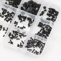 450PCS M2 M2.5 M3ネジ、フィリップスフラットヘッドネジ、ラップトップスクリューキット、小さな黒いボルト