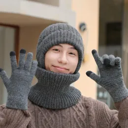 3 Pieces Winter Beanie Hat Scarf Touch Screen Gloves Set for Men Women Fleece Lined Knit Skull Cap Gloves Neck Warm Set at Women's Clothing store