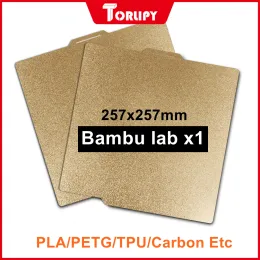 Для Bambu Lab x1 Build Plate Pei Sheet 257x257mm Обновление кровати Текстура PEI Двусторонняя пружинная сталь для лаборатории P1P 3D Printer