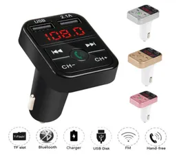 Araba Şarj Cihazları B2 KIT Eller Kablosuz Şarj Cihazı Bluetooth FM Verici LCD MP3 çalar USB Charger 21A Accessories6144389