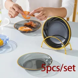 Plates 1set Creative Plastic Household Vegetable With Stainless Steel Frame Bone Spitting Fruit And Candy