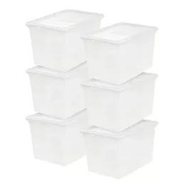 Mainstays 68 QT 17 Gal Jumbo Plastic Clostable Closet Box مجموعة واضحة من 6 240402