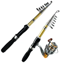 Curto haste de pesca telescópica giratória combo 1521m Mini Travel Surf Saltwater água doce Tackle Pesca 240407