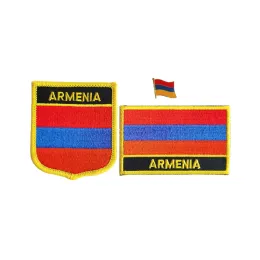 Armenia National Flag Embroidery Patches Badge Shield Square Shape Pin One Set On The Cloth Armband Backpack Decoration