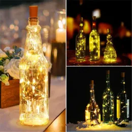 10 PCs Cork garrafa de vinho Luz 2m 20Led String Light Light Birthday Party Wine Bottle Stopper Light para decoração de Natal