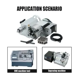 RU EU 4: e axeln A-axeln NEMA 23 Stegmotor 257ozinförhållande (6: 1) K12-100mm 4-Jaw Chuck Rotary Axis + MT2 Tailstock + DM556 för CNC