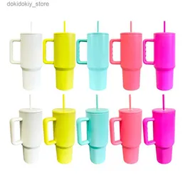 Kupalar Uprade Düz Kapak Seyahat Mu Yeniden Kullanılabilir Mat Renkli H3.0 Paslanmaz Çelik Vakum Yalıtım Ücretsiz BPA 40Oz Sublimasyon Kahve Tumbler DIY Print L49