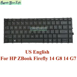 키보드 스페인어 미국 영국 영국 브라질 백라이트 키보드 HP ZBook Firefly 14 G8 14 G7 Teclado Pt Br 포르투갈어 트랙 포인트 New