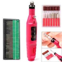 Mouldings 20000rpm Mini Electric Drill Manicure Hine Drill Nail Drill Pen with Nail Drill Bits Pedicure Tips File Polish Manicure Tool