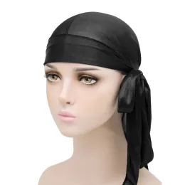 Unisex Erwachsener Satin Doo Rag Durag Bandana Extra Long Tail Cap Piratenhut Turban Männer Hip Hop Stirnband Stirnband -Biker Headworn