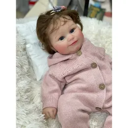 48cm Bebe Reborn Bebek Maddie Gülümseme Kız Bebek Dolls Yumuşak Dokunum Hayata Gibi Bebek Bebek 3d Boyalı Cilt Görünür Damarlar Alive Bebekler