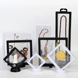 Frames 3D Floating Display Rack Frame Gedenkmünzen Juwelen Gadget Ständer klarer Aufbewahrungsbox Dekor Staubdicht wiederverwendbar 70x70x20mm