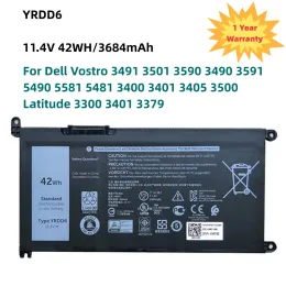 Batteries 42WH YRDD6 Battery For Dell Vostro 3491 3501 3590 3490 3591 5490 5581 5481 3400 3401 3405 3500 Latitude 3300 3401 3379 Laptop