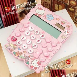 Taschenrechner Großhandel 12 Digits Solar Cute Kitty Calzator mit Stift und Notizbuch berechnet Calcadoras lernen Geschenke Segen 220510 DHNQN