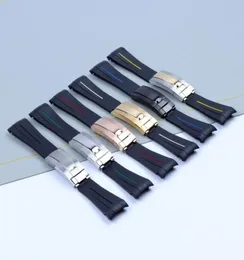 İzle Bantlar 20mm Siyah Kavisli Uç Silikon Kauçuk İzleme Bandı Strap Submarine GMT Bileklik Glidelock Kıçası Kısa Sürüm 8871311