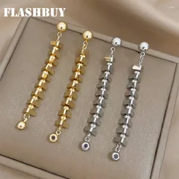 Dangle Küpeler Flashbuy Trend Geometrik Metal Zinciri Uzun Altın Renk Kadınlar için Beyan Bakır Alaşım Moda Takı Hediyesi