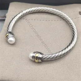 Braccialetti di design di lusso bracciale di moda braccialetti 5 mm 4 mm di testa intrecciata con teste di perle con teste versatili twi gioielli in platino regali per matrimoni placcati Bracciale Glu5