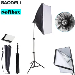 Studio Photographic Equipment Photo Studio Photography Soft Box Kit With Triopod Video 50x70cm Softbox Photo Box With Lamp Holder E27