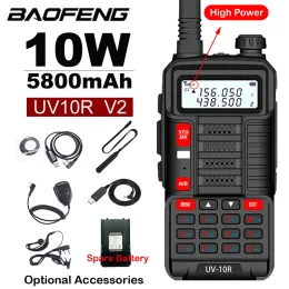 2023 Baofeng UV10R 5800MAH High Power 10W potężny Walkie Talkie Long Range 50 km Podwójny zespół Dwuay Radio CB Portable Hunting