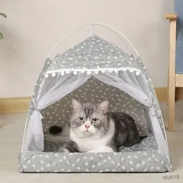 Kattbäddar möbler husdjur tält säng för katthus mysiga produkter för husdjurstillbehör bo bekväm lugnande kattbäddar för små hundar chihuahua sänghus