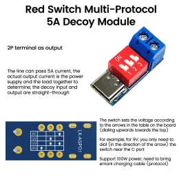 USB-C PDトリガーボードモジュールPD/QCデコイボード高速充電USB TYPE-Cから5V 9V 12V 20V充電電力供給ブーストモジュール