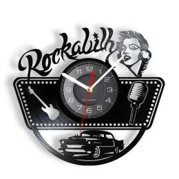 الكلاسيكية الكلاسيكية Hot Rod Rod Rockabilly Record Wall Clock Retro Country Music Music Album Laser Cut Longplay Craft Disk Clcok