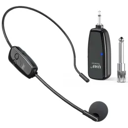 Microfones UHF trådlöst headset Microfon Universal Amplifier Audio Portable med LED -ljus för att undervisa Tal Computer Conference Church